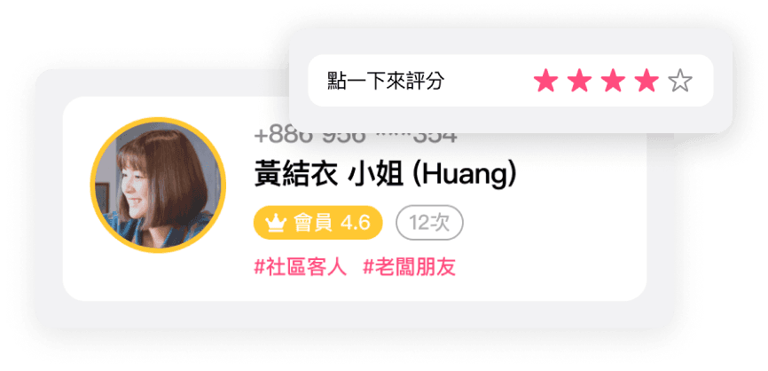 透過夯客系統預約，商家可以對顧客進行評分。
